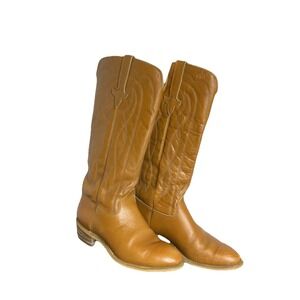 Classic Brown Leather Cowboy Boots Western Riding Style Tall Boots Size 8‎